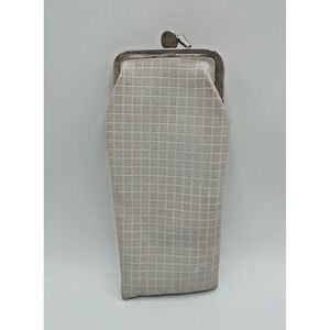 Vintage Long Gray Grid Pattern Cigarette Pack Holder with Snap Closure